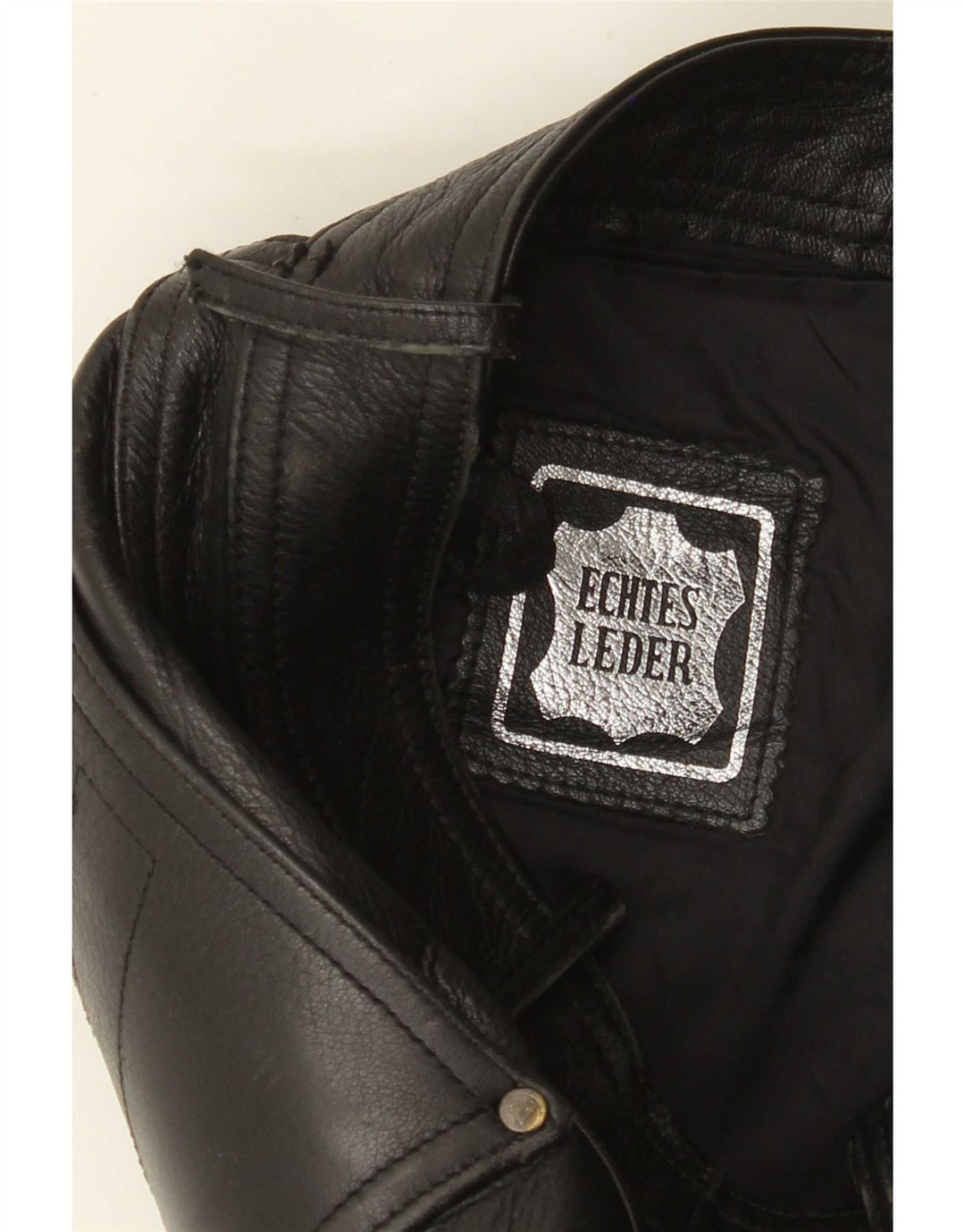 Calça masculina de couro slim Akito W32 L34 couro preto