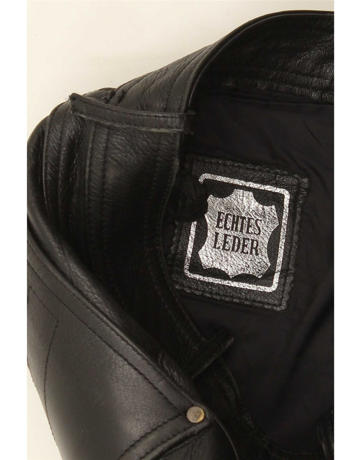 Calça masculina de couro slim Akito W32 L34 couro preto