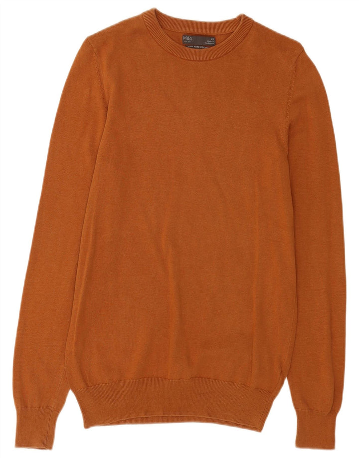 Suéter masculino Marks & Spencer com gola redonda XS de algodão marrom