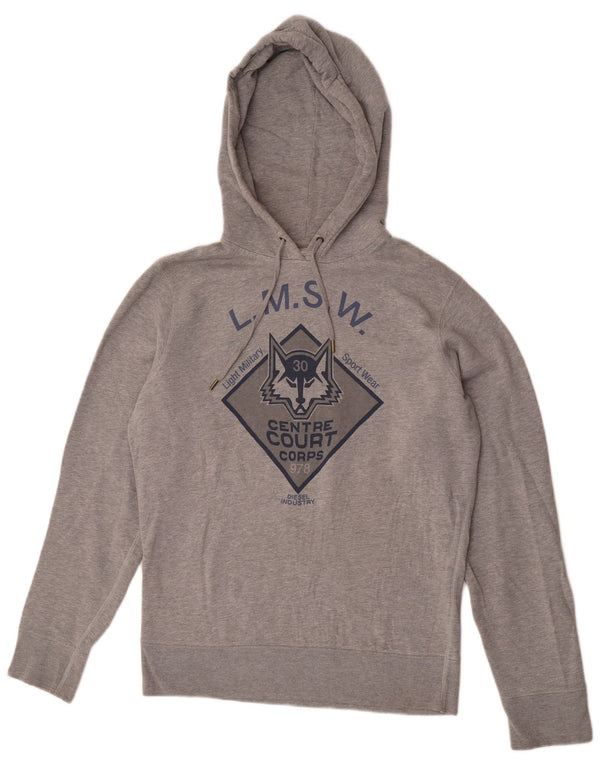Diesel masculino gráfico moletom com capuz XL algodão manchado cinza