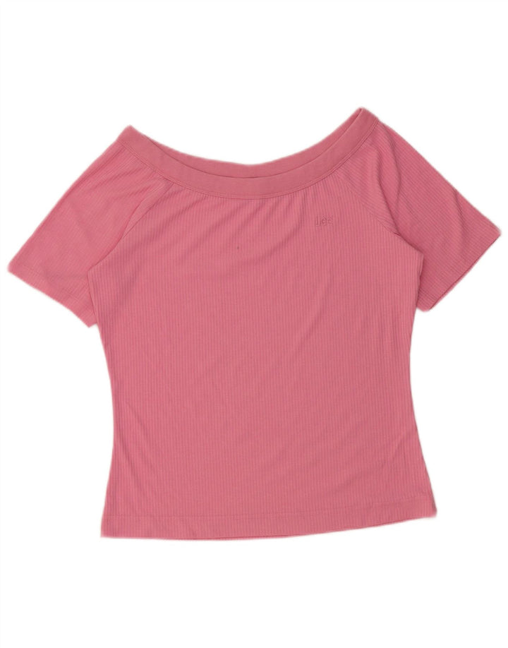 Lee Womens Crop Off Ombro Top Reino Unido 14 Grande Rosa