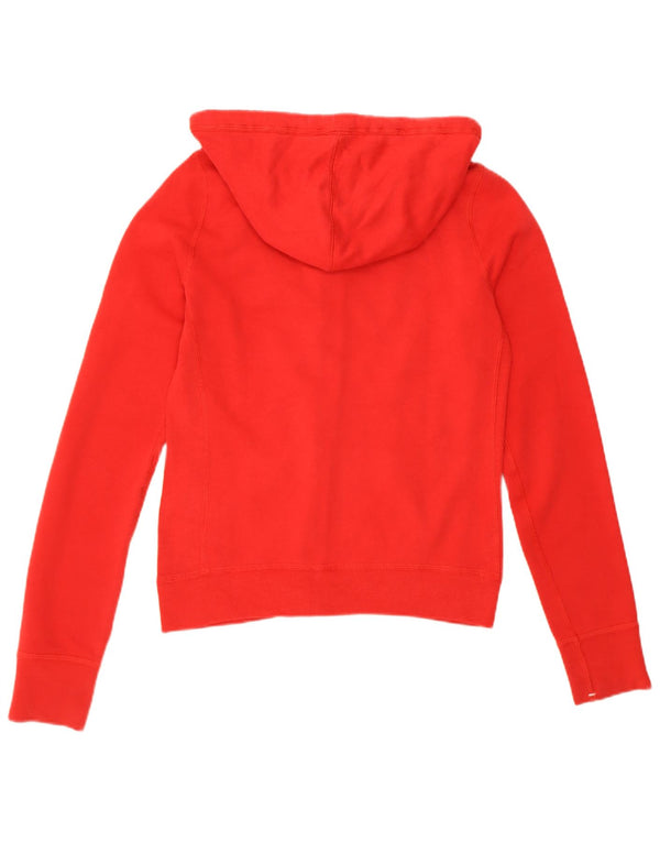 Suéter feminino Abercrombie & Fitch com capuz e zíper gráfico UK 12 vermelho médio