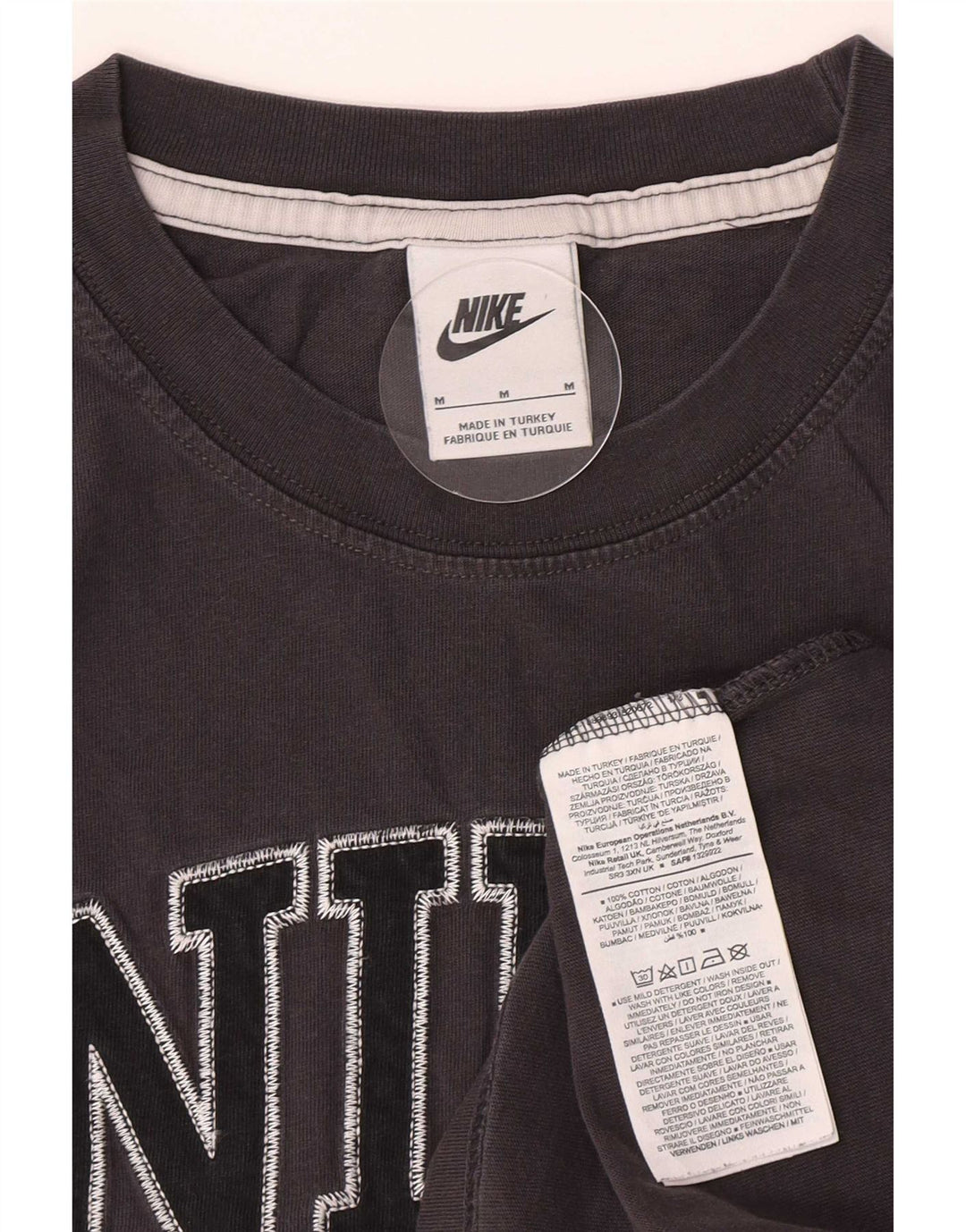 Camiseta Nike masculina gráfica Top cinza médio algodão colorblock