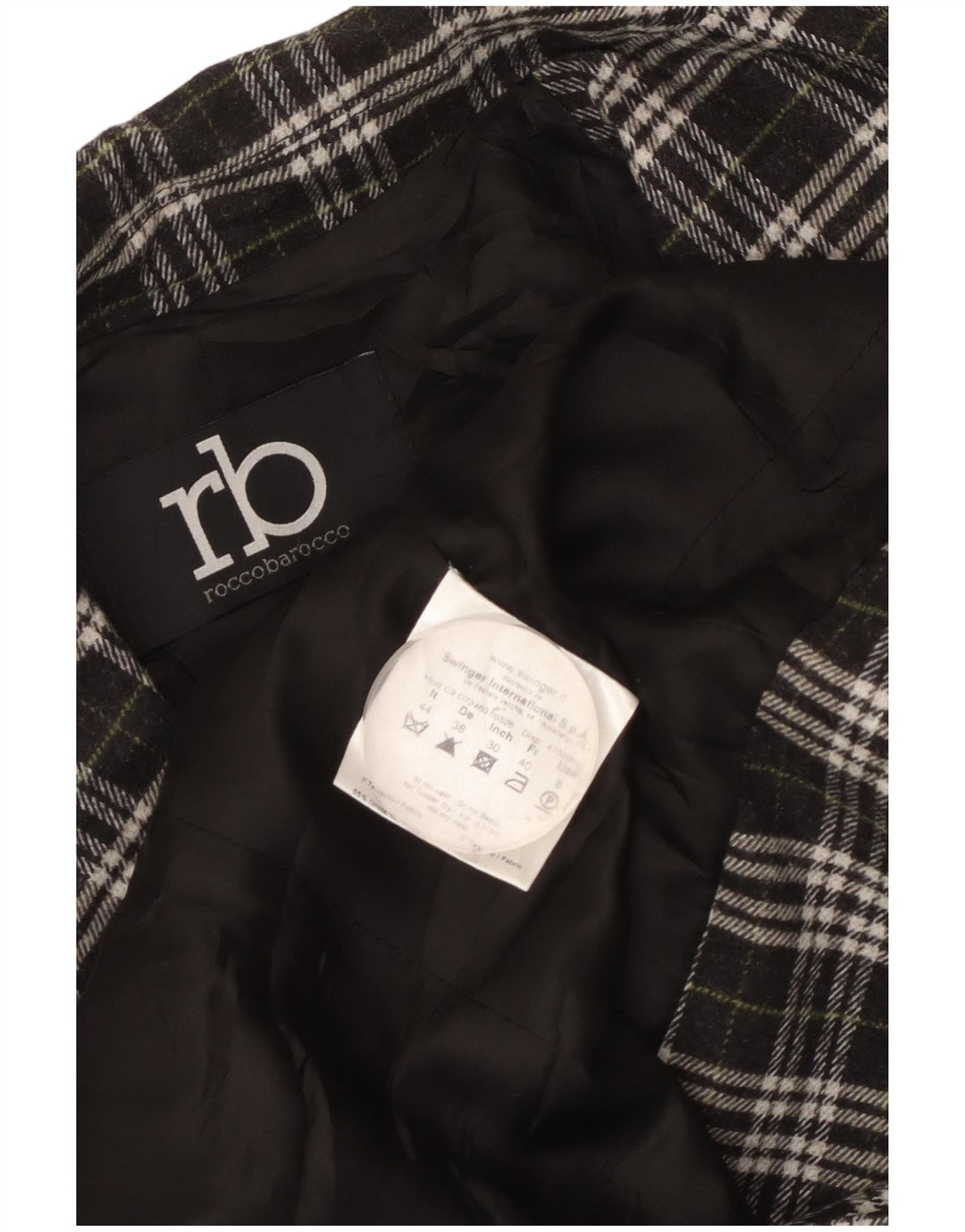 Jaqueta blazer feminina Roccobarocco com 2 botões IT 44 algodão xadrez preto médio