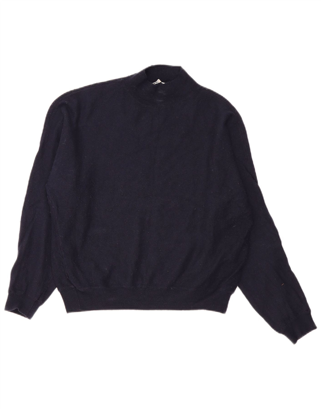Suéter feminino Zara com gola tartaruga Reino Unido 14 médio azul marinho nylon
