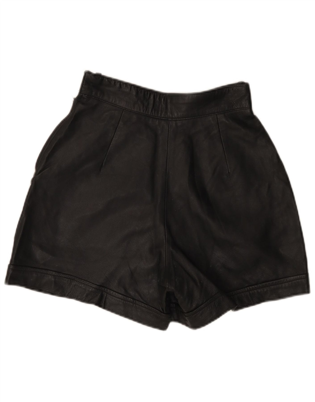 Shorts feminino de couro com cintura alta MISS JOY EU 38 médio W25 couro preto