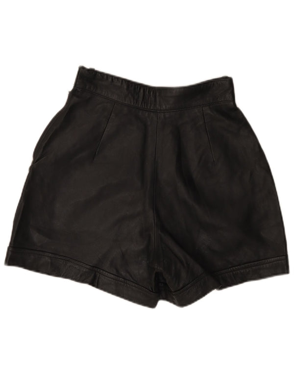 Shorts feminino de couro com cintura alta MISS JOY EU 38 médio W25 couro preto