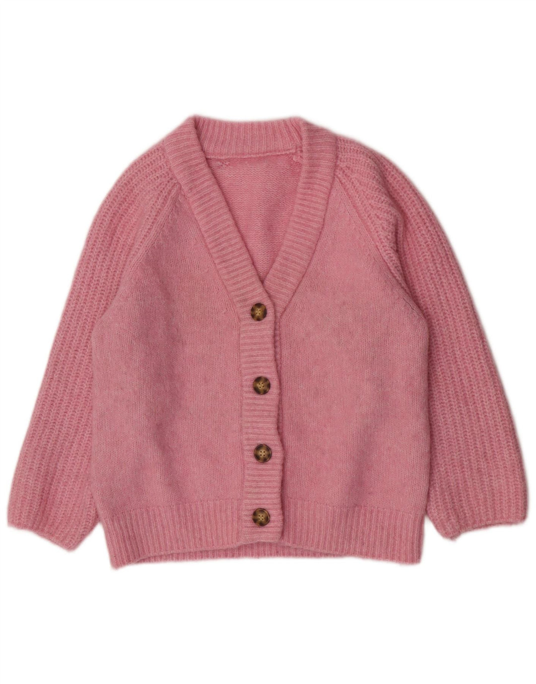 Suéter cardigã feminino vintage UK 14 rosa médio