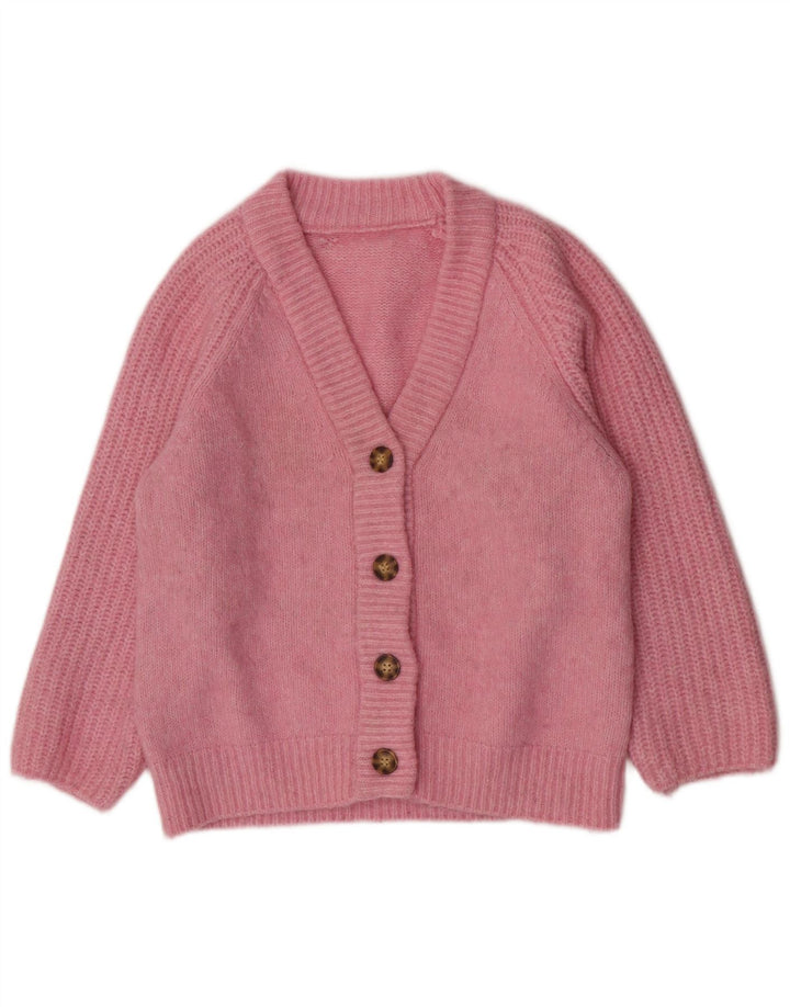 Suéter cardigã feminino vintage UK 14 rosa médio