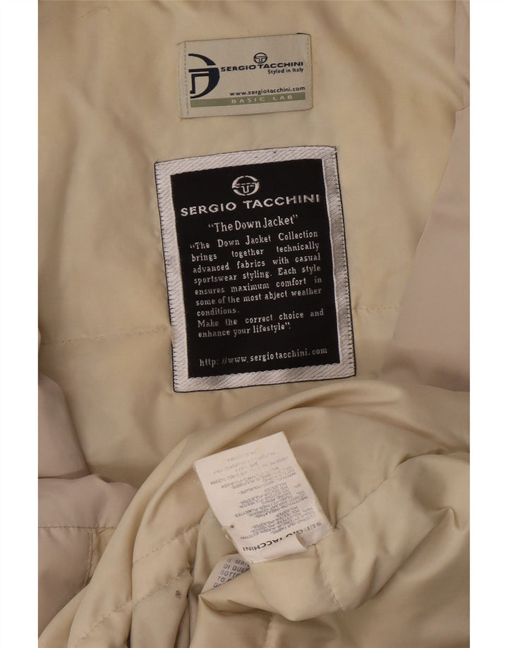 Casaco acolchoado feminino Sergio Tacchini IT 46 grande poliéster bege