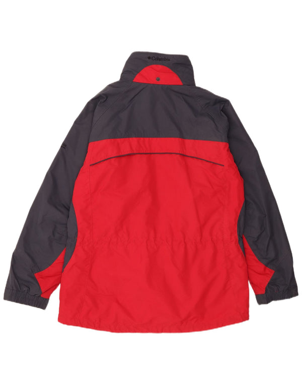 Jaqueta de chuva feminina Columbia UK 16 grande poliéster colorblock azul marinho
