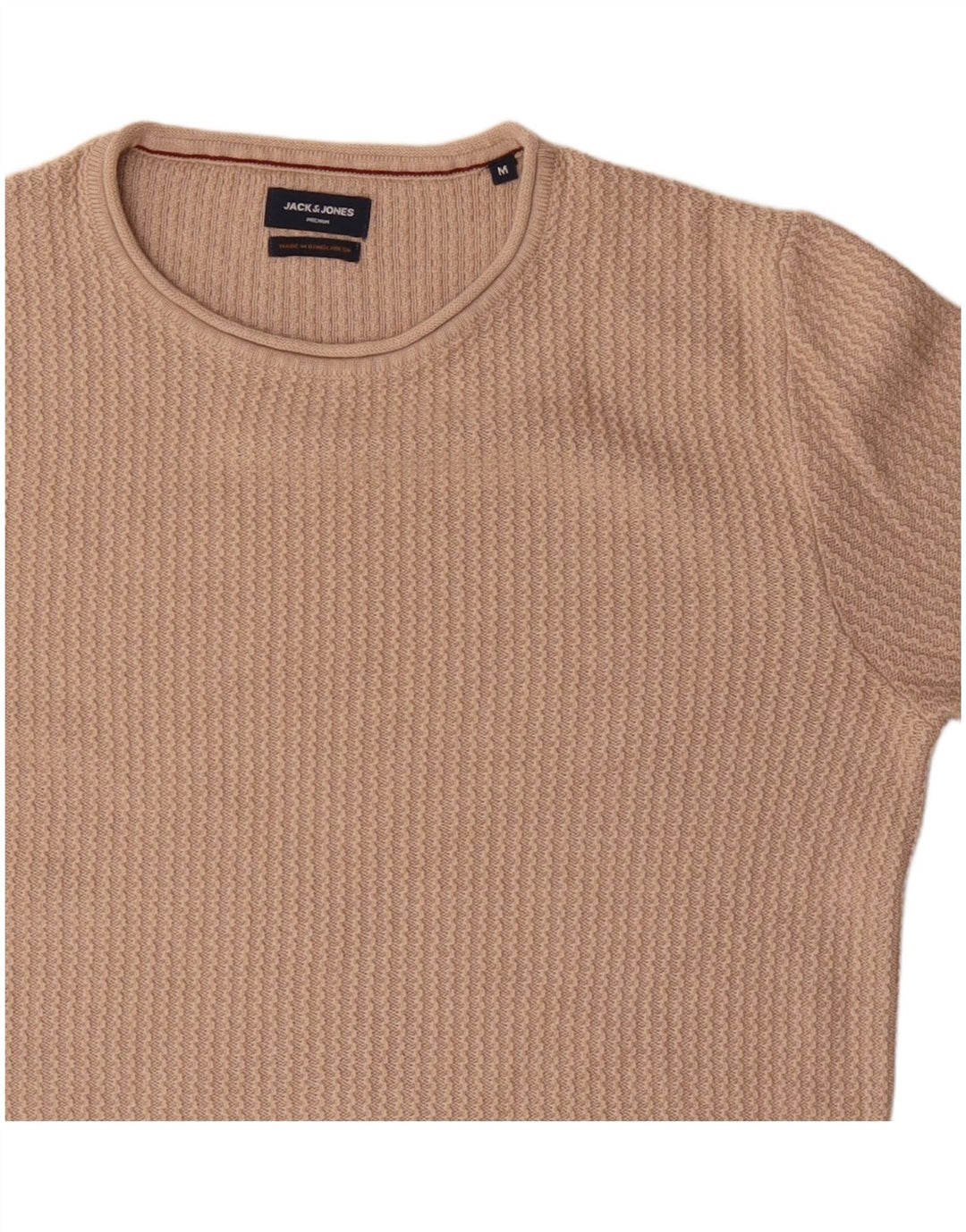 Suéter masculino Jack & Jones com gola redonda e algodão bege médio