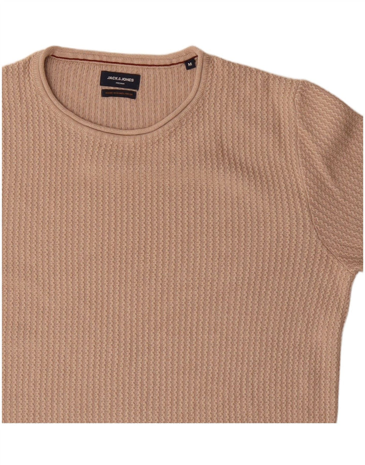 Suéter masculino Jack & Jones com gola redonda e algodão bege médio