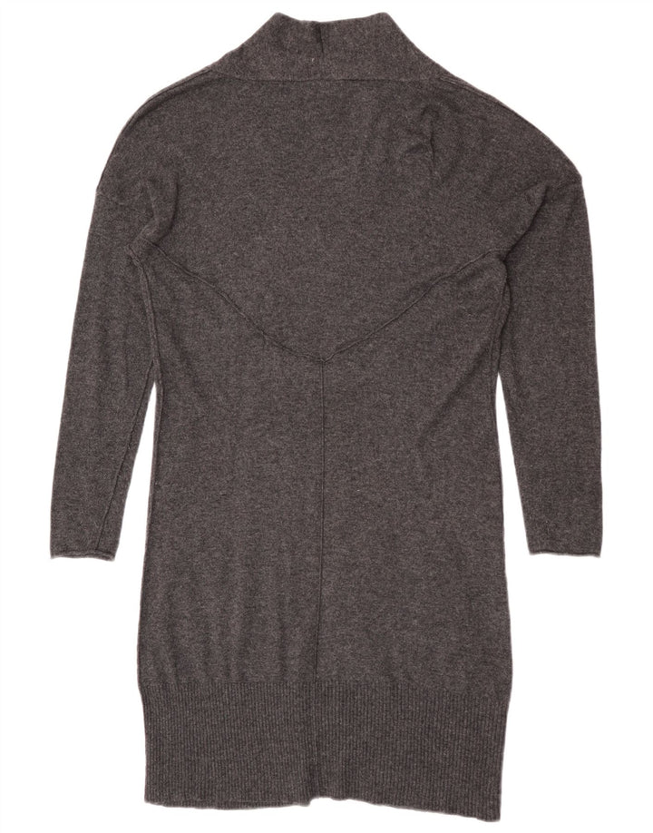 White Stuff Suéter feminino com palangre aberto e cardigã UK 14 viscose cinza médio