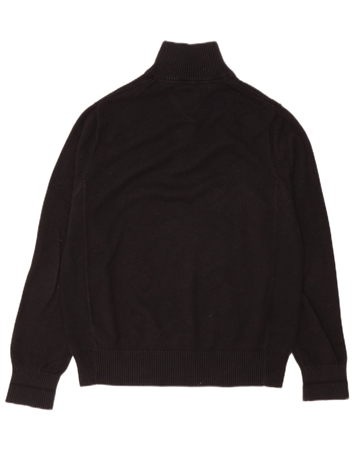 Suéter masculino Tommy Hilfiger com zíper e gola alta de algodão preto médio