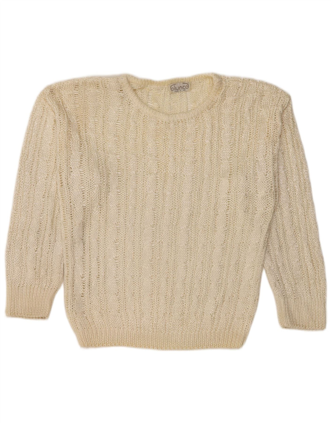 Giunco Suéter feminino com gola redonda e gola redonda, tamanho médio, off white