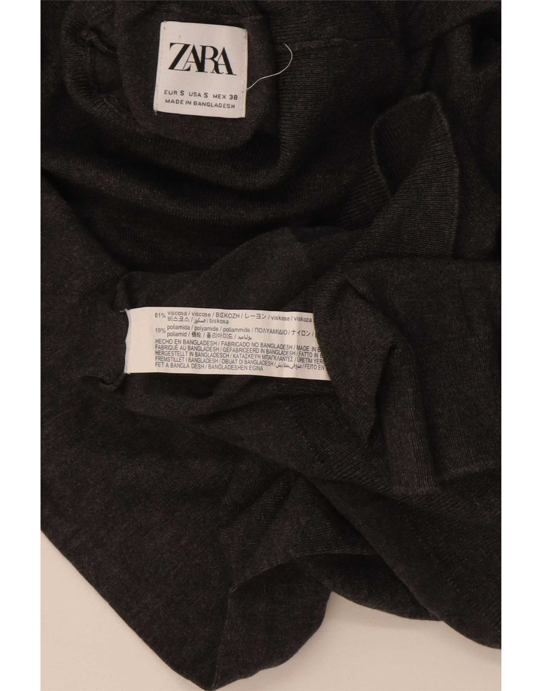 Zara Suéter masculino com gola redonda e viscose cinza pequena