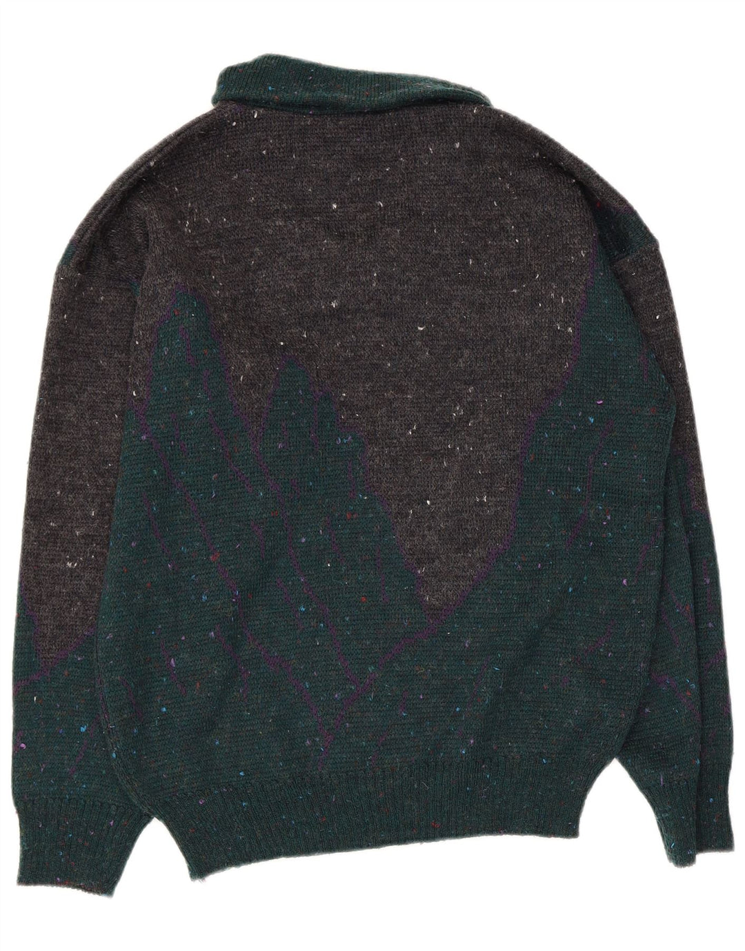 Suéter masculino vintage com gola xale e gola média multicolorida manchada