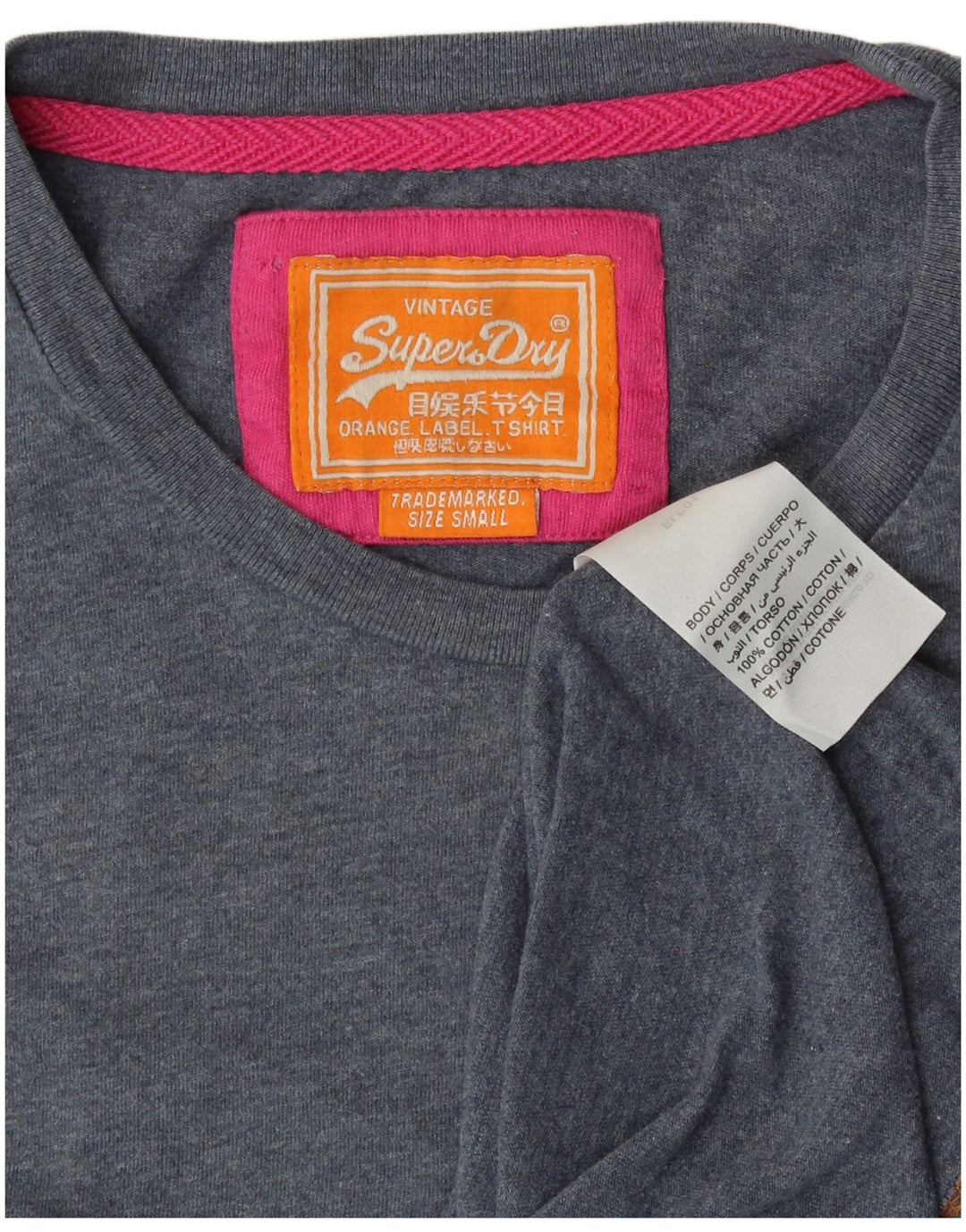 Camiseta masculina SUPERDRY top pequeno algodão azul marinho