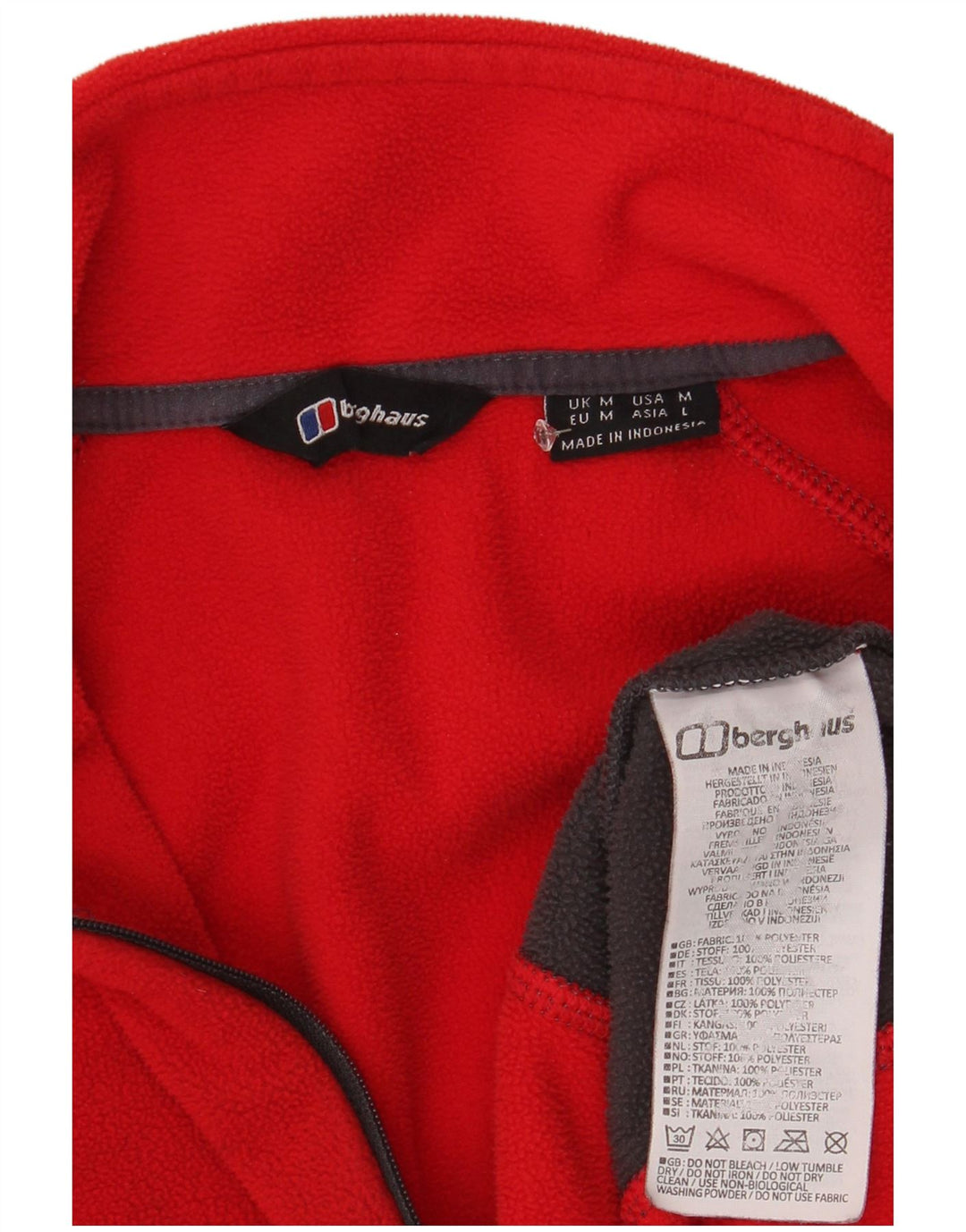 Berghaus Suéter masculino de lã com zíper e gola em poliéster colorblock vermelho médio