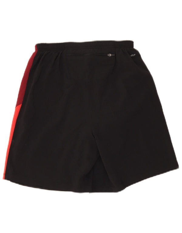 Shorts esportivos masculinos Nike Dri Fit pequenos pretos em poliéster colorblock
