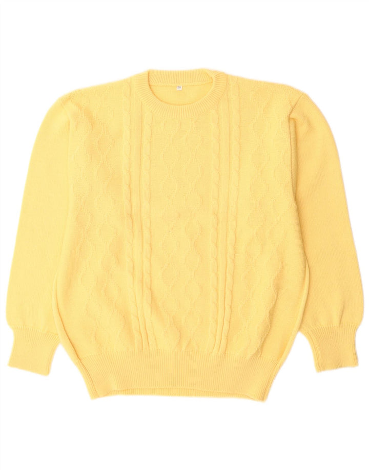 Suéter vintage masculino com gola redonda IT 50 lã amarela média