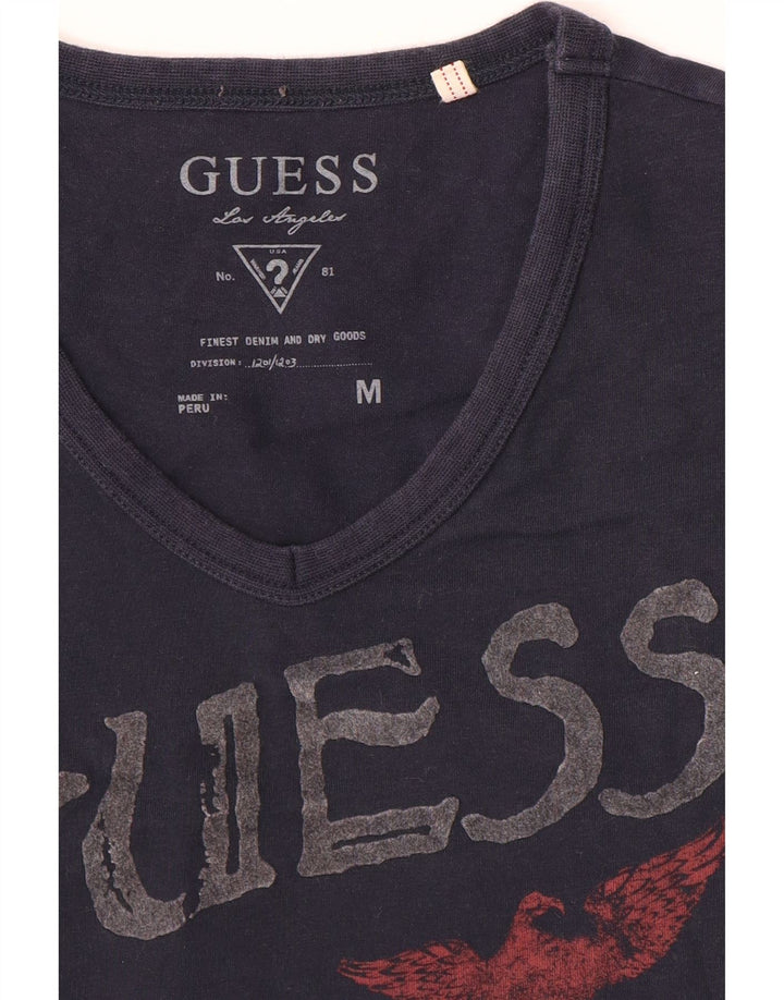 Guess Camiseta masculina gráfica Top médio azul marinho