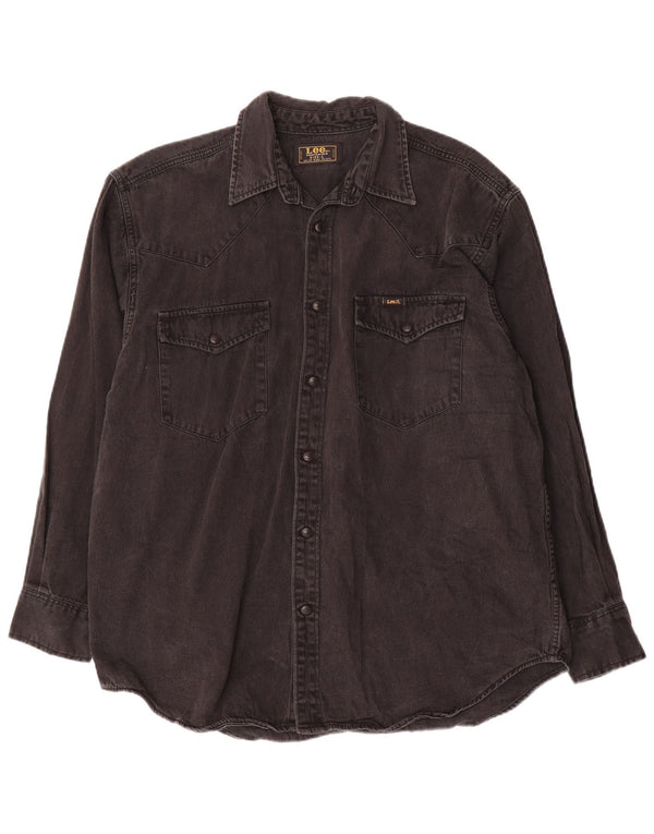 Camisa jeans masculina Lee grande algodão preto