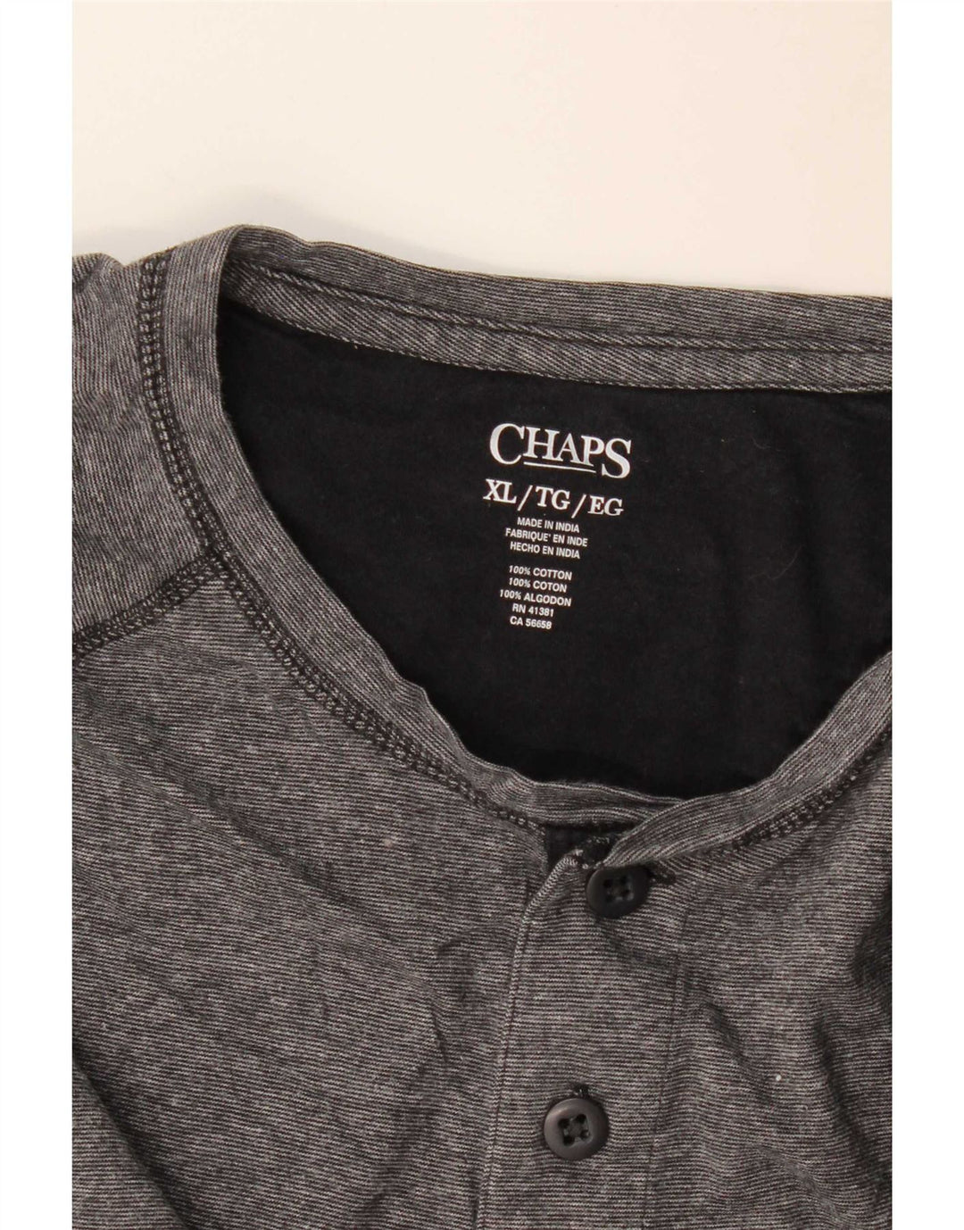 Chaps Mens Top Manga Longa XL Cinza Algodão
