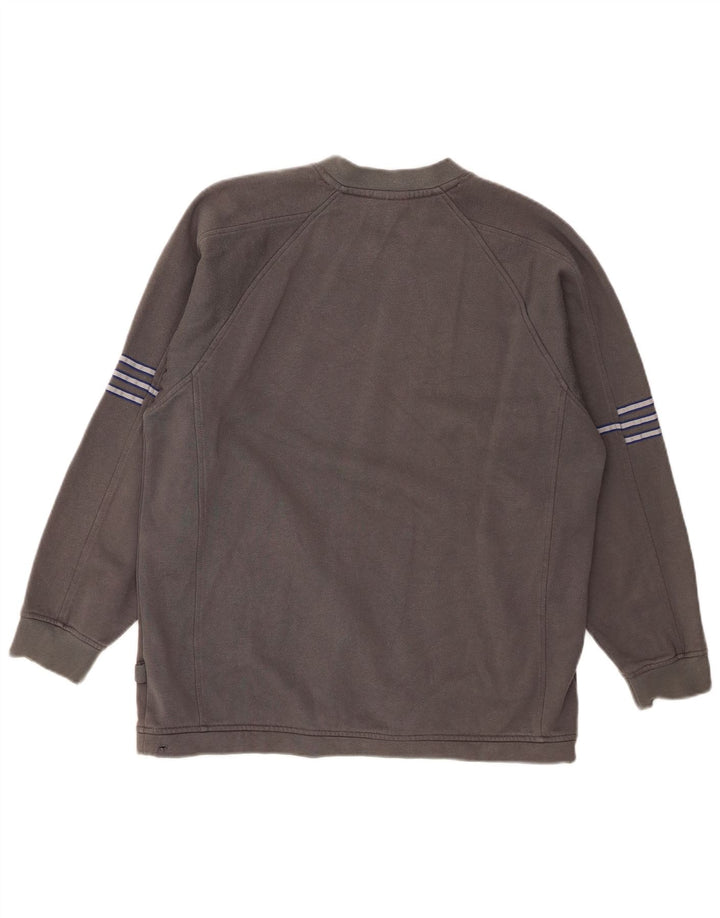 Adidas Meninos Suéter Jumper 15-16 Anos Cinza Listrado Algodão