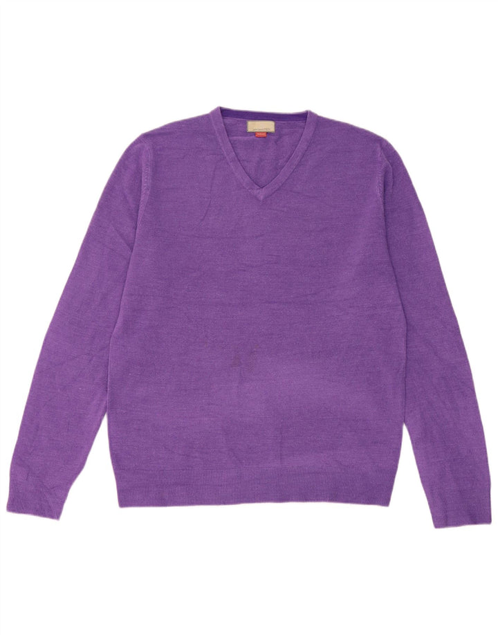 Suéter masculino John Lewis com decote em V, acrílico roxo médio