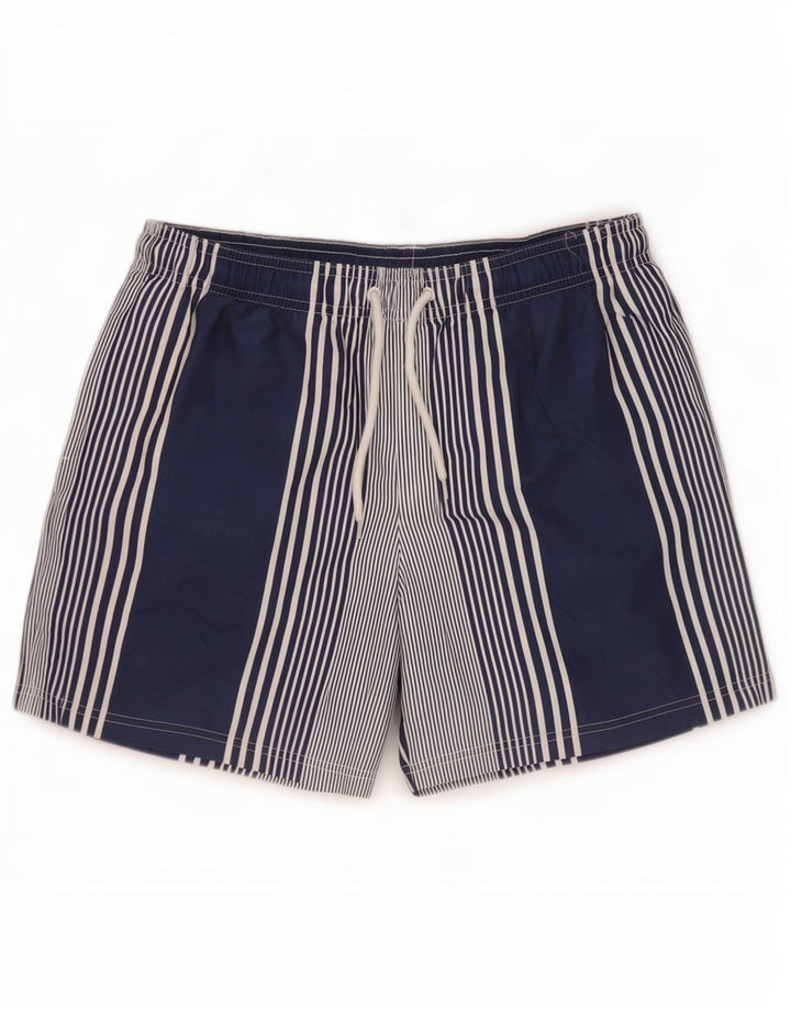 Shorts de natação masculino Marks & Spencer grande poliéster listrado azul marinho