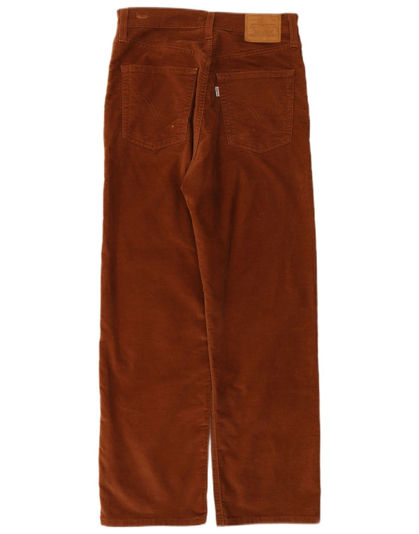 Calça feminina Levi's cintura alta reta de veludo cotelê W27 L27 algodão marrom
