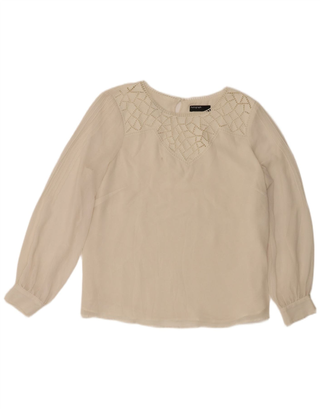 Blusa feminina Marks & Spencer Autograph manga comprida Reino Unido 16 grande bege