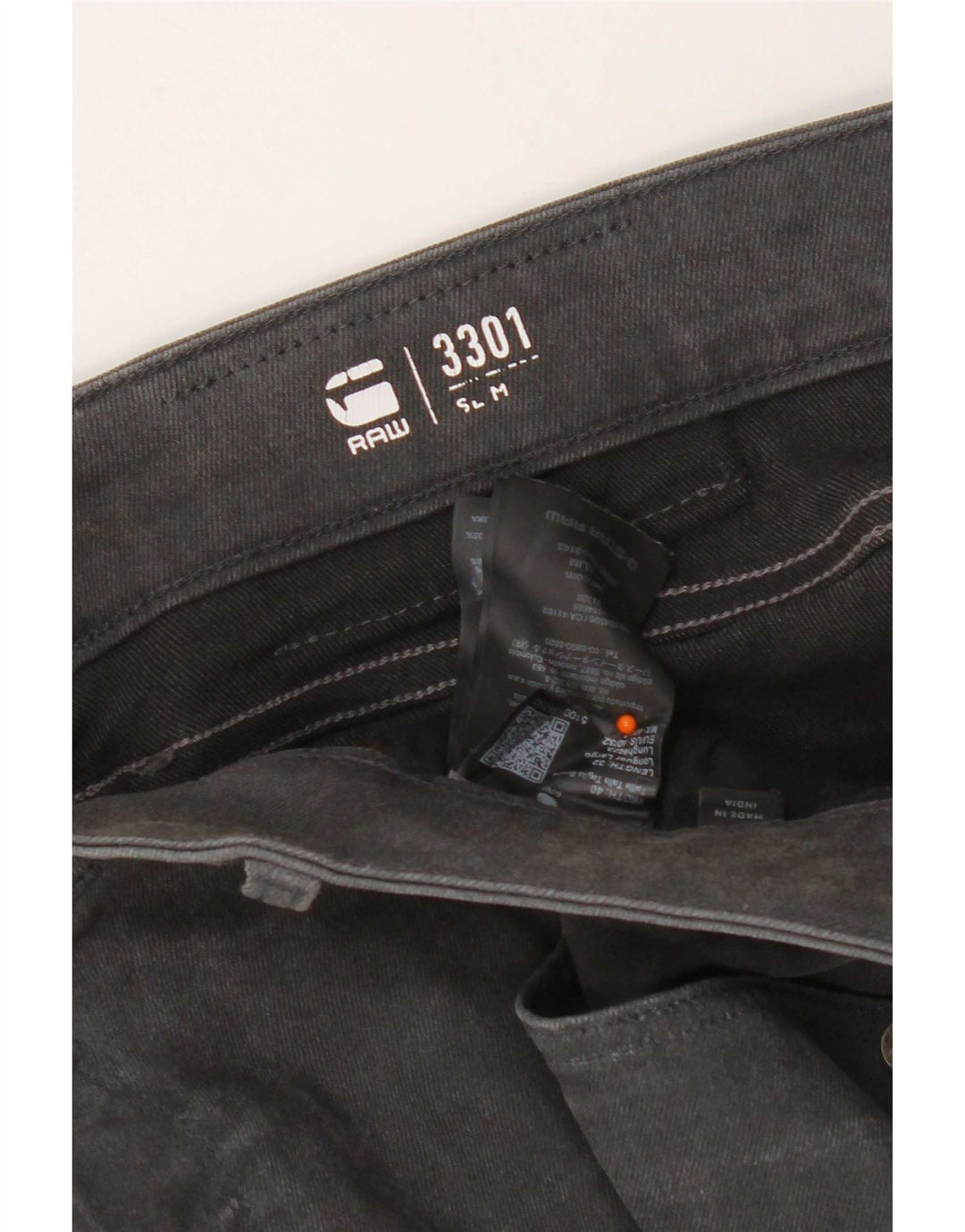 G-Star Masculino 3301 Slim Jeans W40 L32 Algodão Cinza