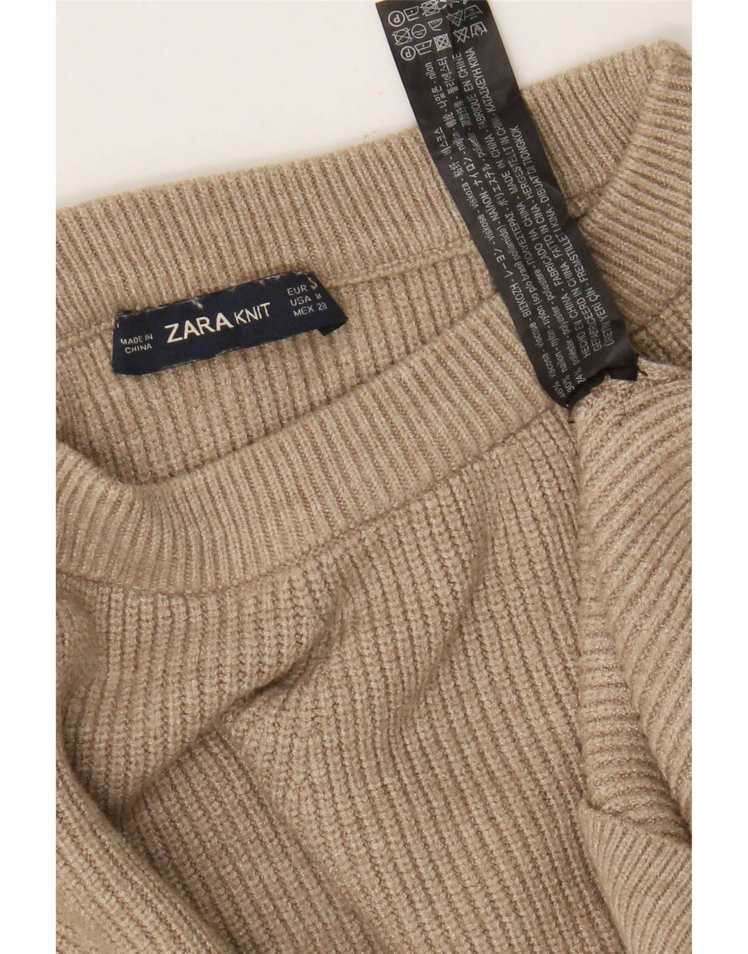 Zara Suéter feminino cropped grande com gola canoa Reino Unido 14 médio marrom