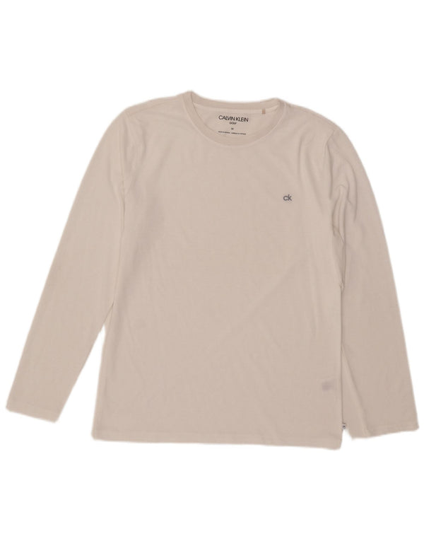 Calvin Klein Mens Top Manga Longa Médio Poliéster Branco