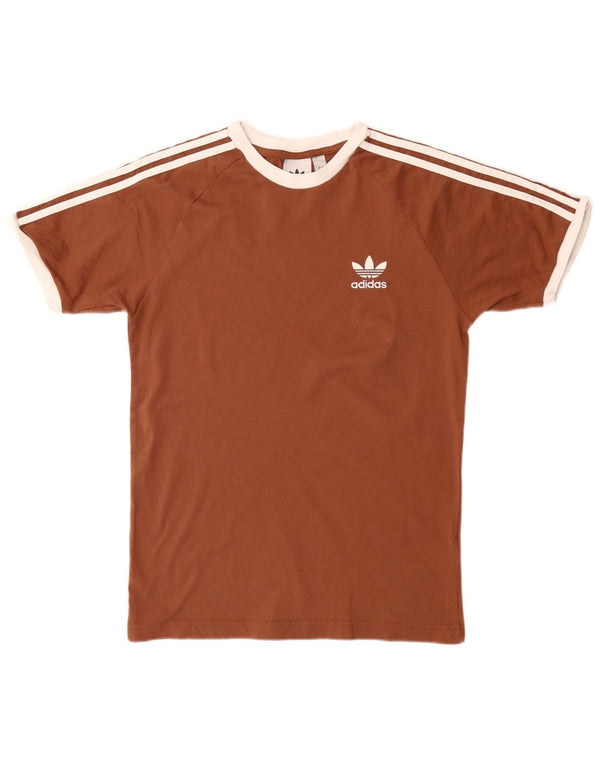 Adidas Mens T-Shirt Top Pequeno Algodão Marrom