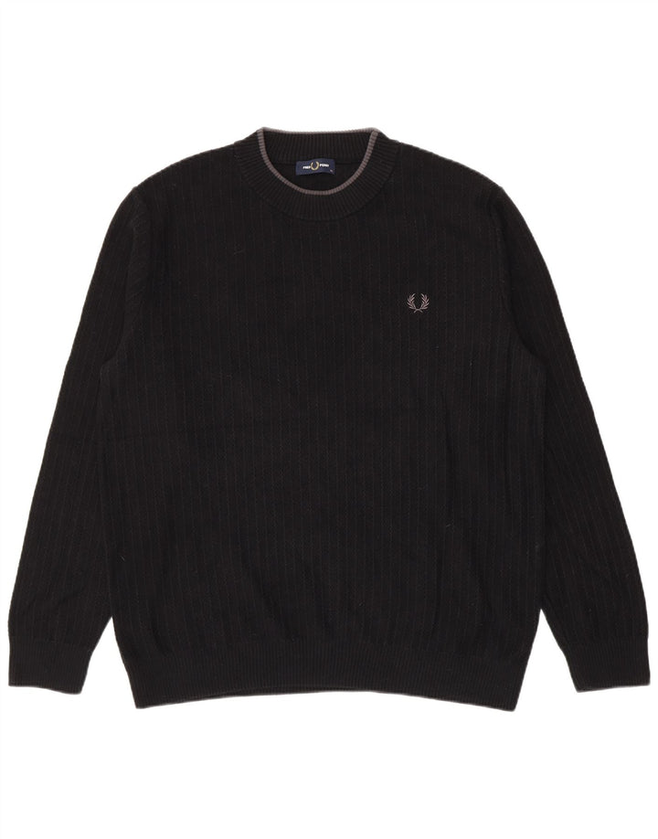 Fred Perry Suéter masculino com gola redonda XL algodão preto