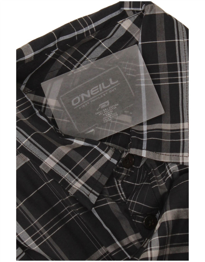 Camisa masculina de manga curta O'Neill, algodão xadrez preto médio