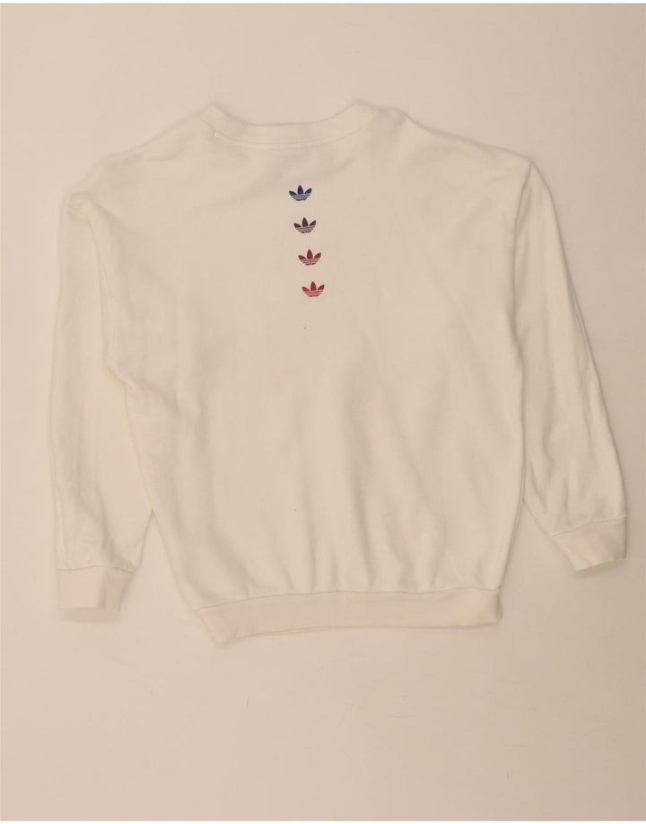 ADIDAS Womens Oversized Graphic Sweatshirt Jumper UK 6 XS Algodão Branco