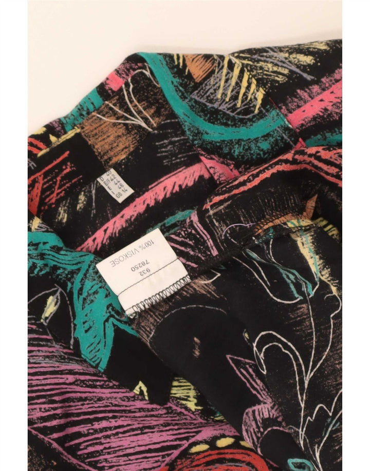 Blusa feminina vintage UK 14 grande patchwork multicolorido viscose