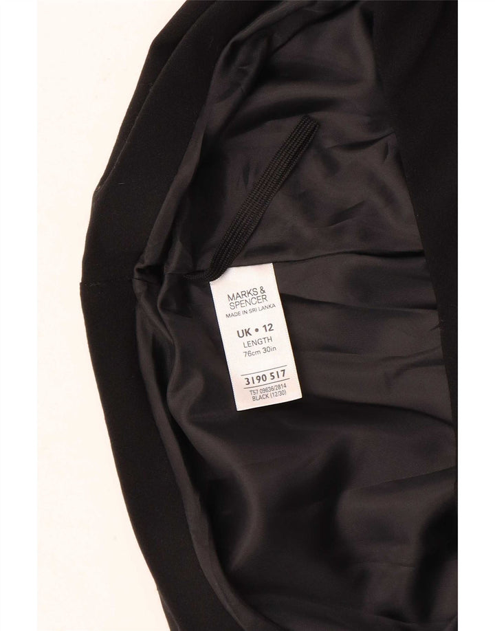 Saia larga feminina Marks & Spencer UK 12 médio W32 preta geométrica