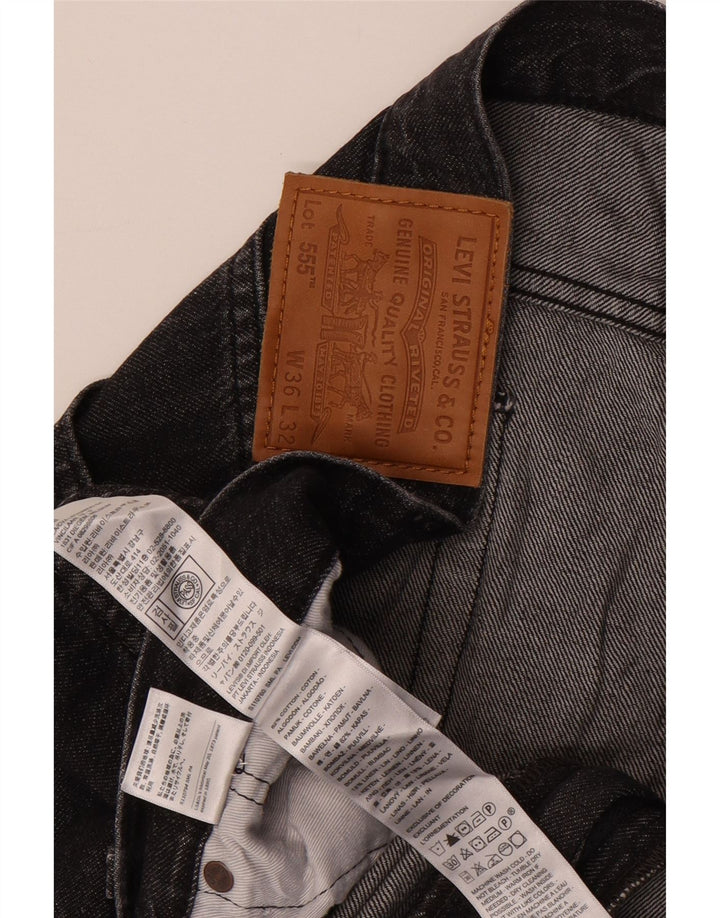 LEVI'S Masculino Relaxed Fit Straight Jeans W36 L32 Algodão Preto