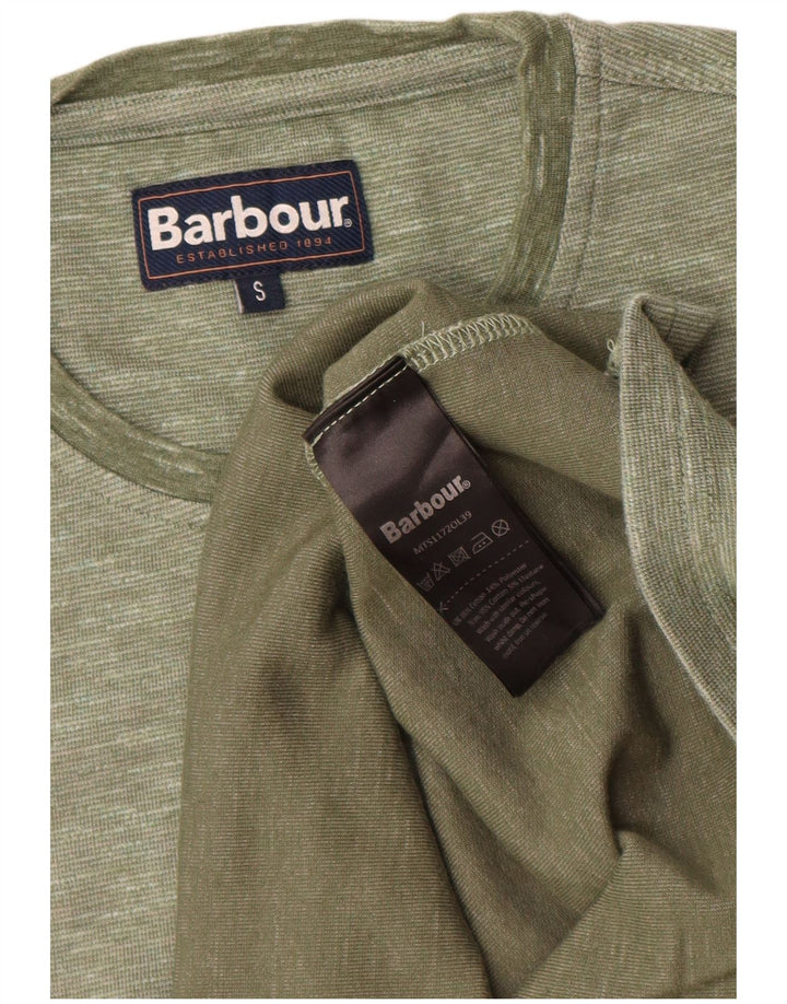 Camiseta masculina Barbour top pequeno algodão manchado verde