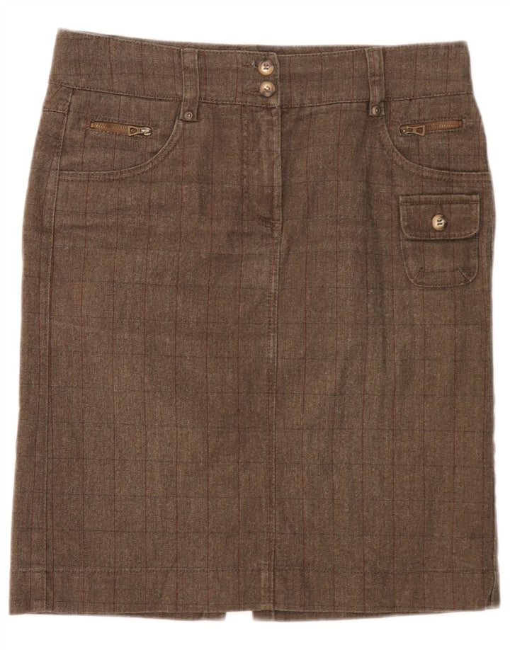 Saia cargo feminina Marlboro Classics EU 42 grande W32 espinha de peixe marrom