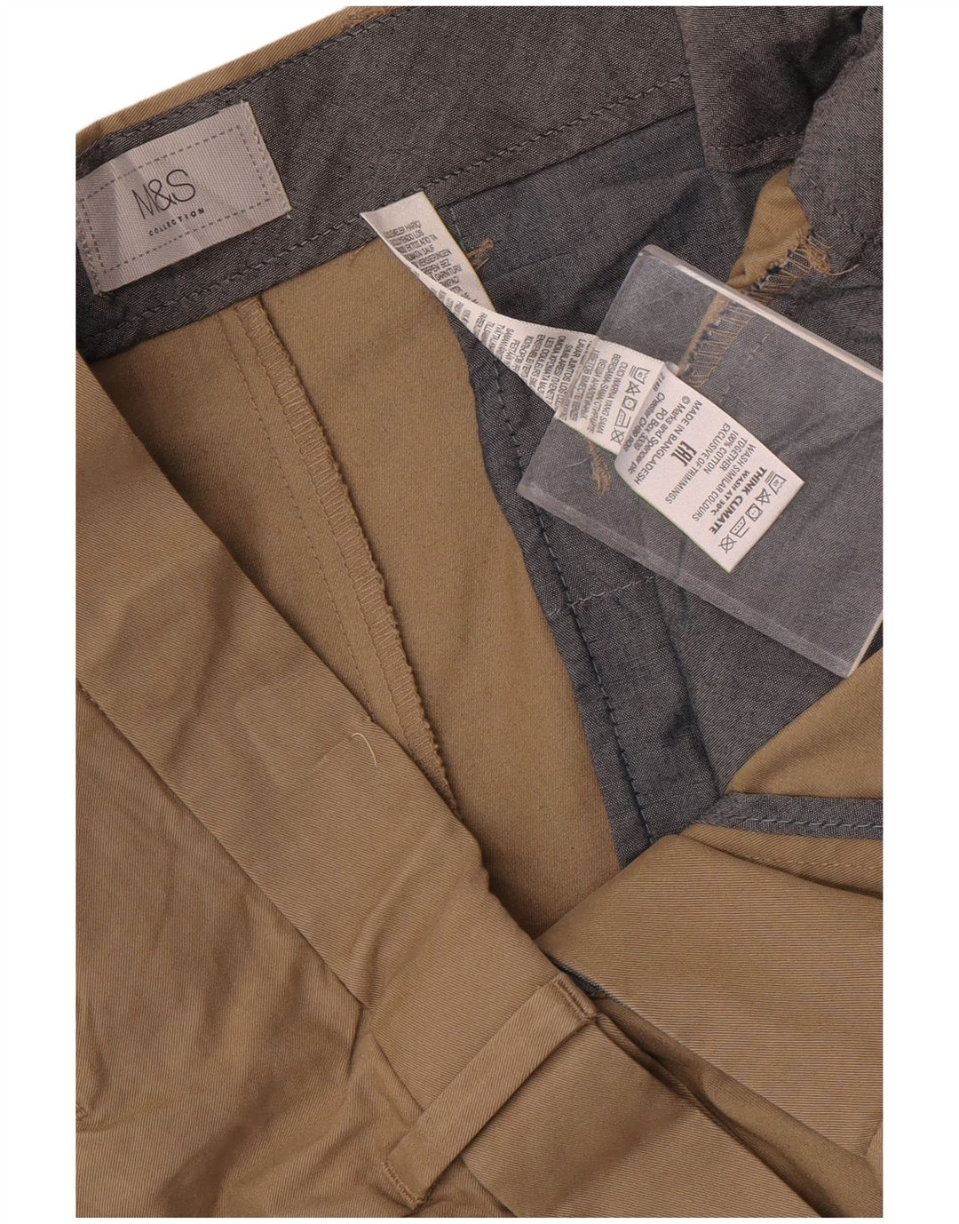 Shorts chino masculino Marks & Spencer W42 2XL algodão bege