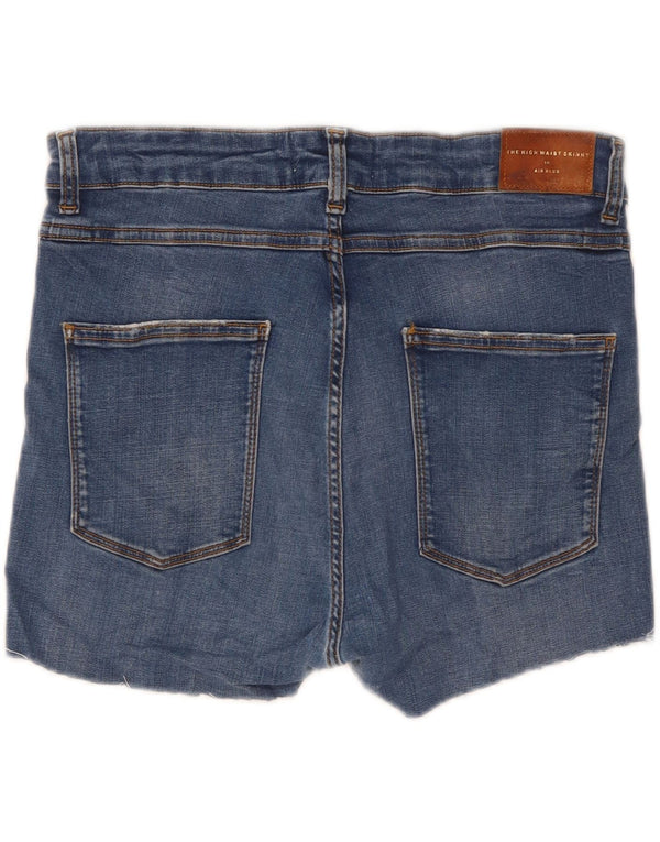Shorts jeans skinny de cintura alta feminino Zara EU 44 XL W34 azul