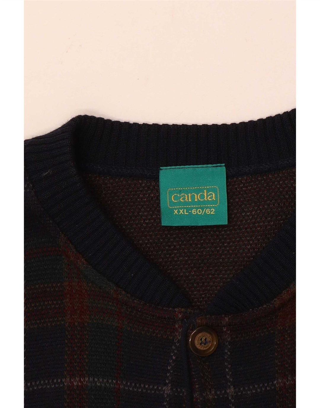 Suéter cardigã masculino Canda 2XL acrílico xadrez multicolorido