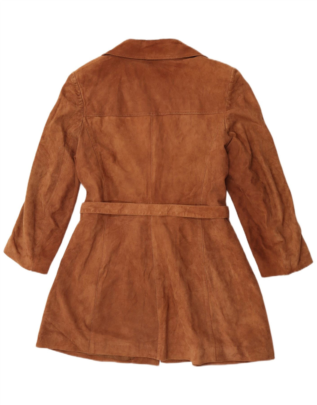 Sobretudo de camurça vintage feminino IT 52 2XL couro marrom